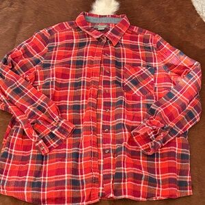 Natural Reflections Red and Gray Plaid Shirt